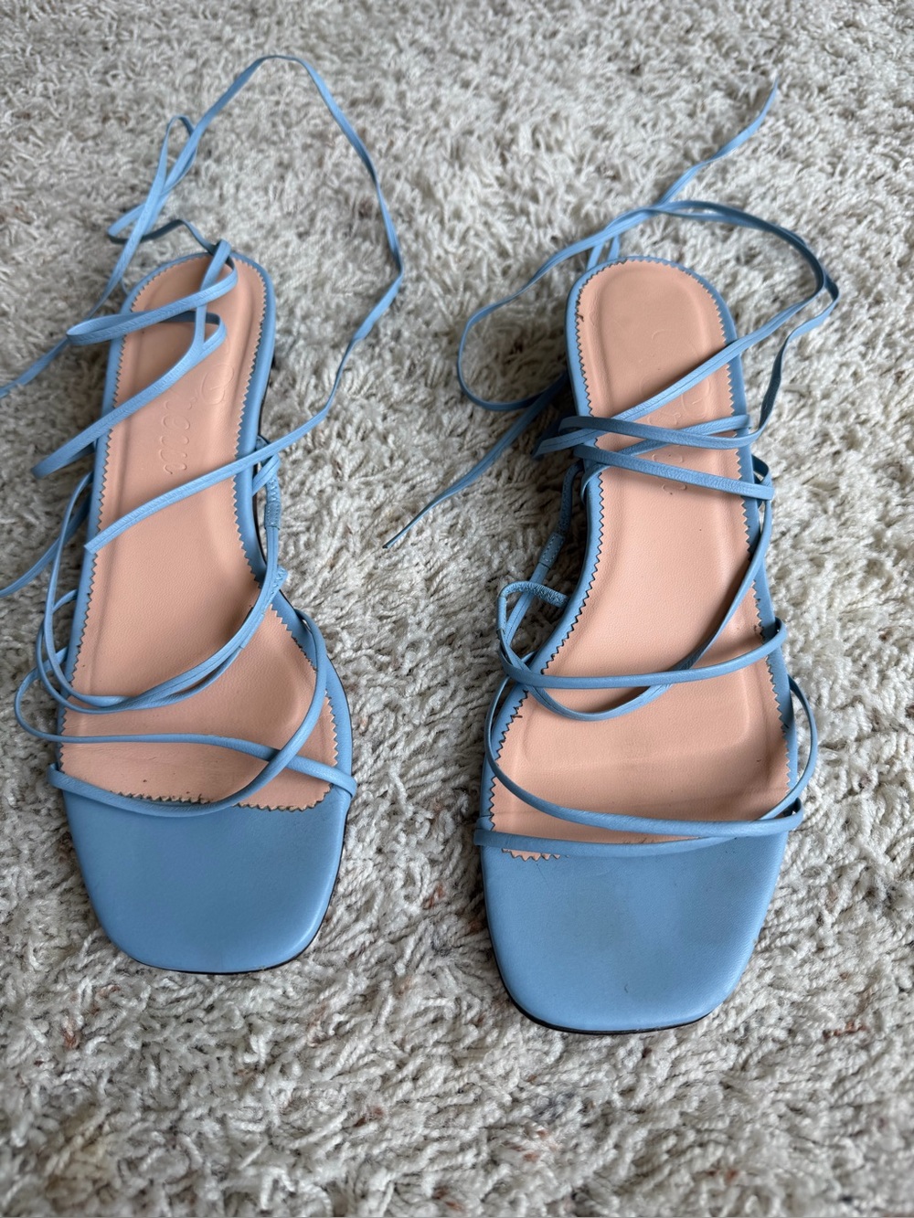 Women’s Lace-Up Strappy Sandals in Light Blue